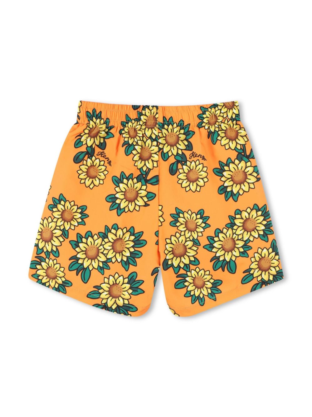 Kenzo Kids all-over floral print swimming shorts - Orange