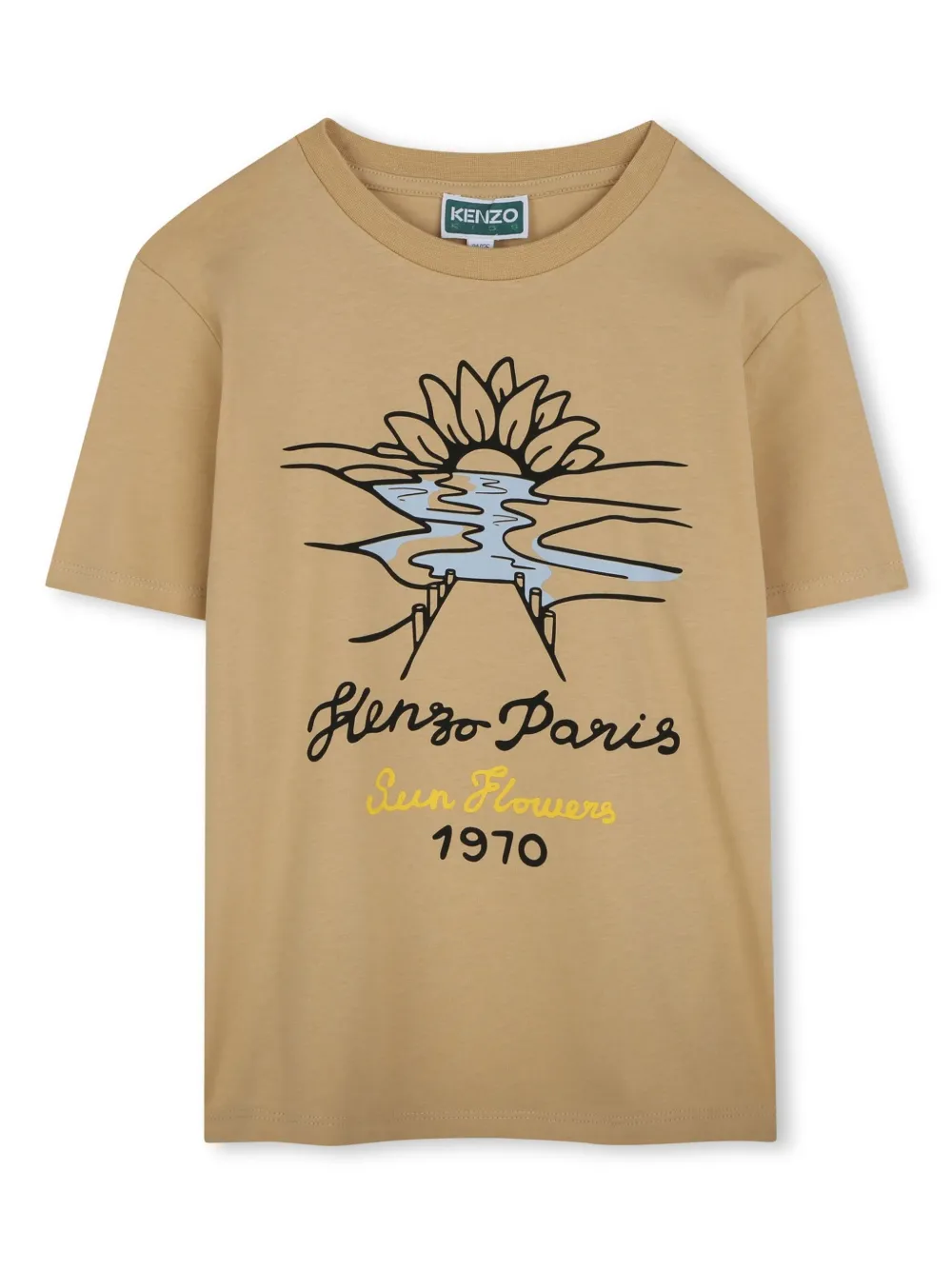 Kenzo Kids T-shirt met Sun Flowers print Beige