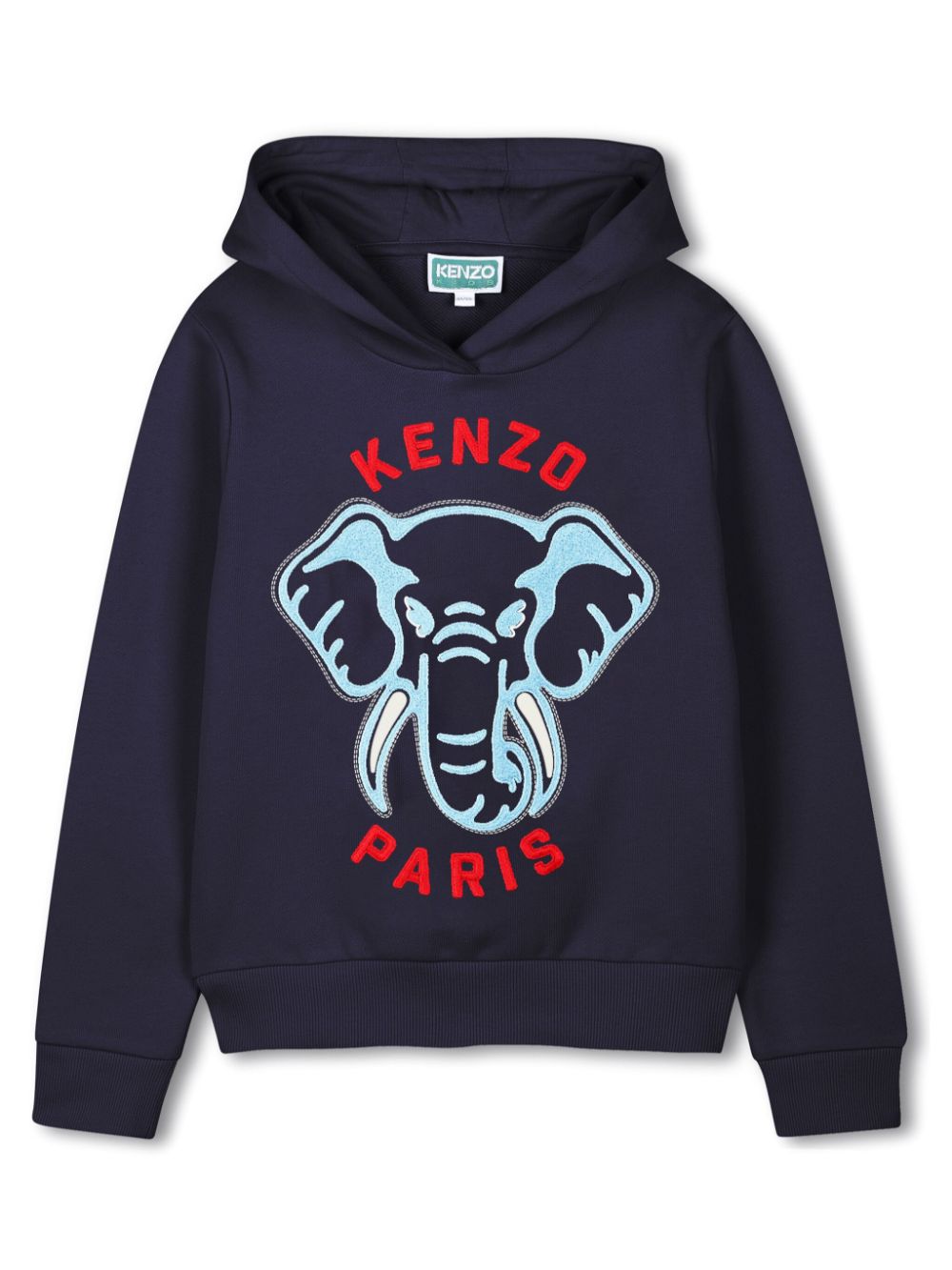 Kenzo Kids Hoodie met geborduurd logo Blauw