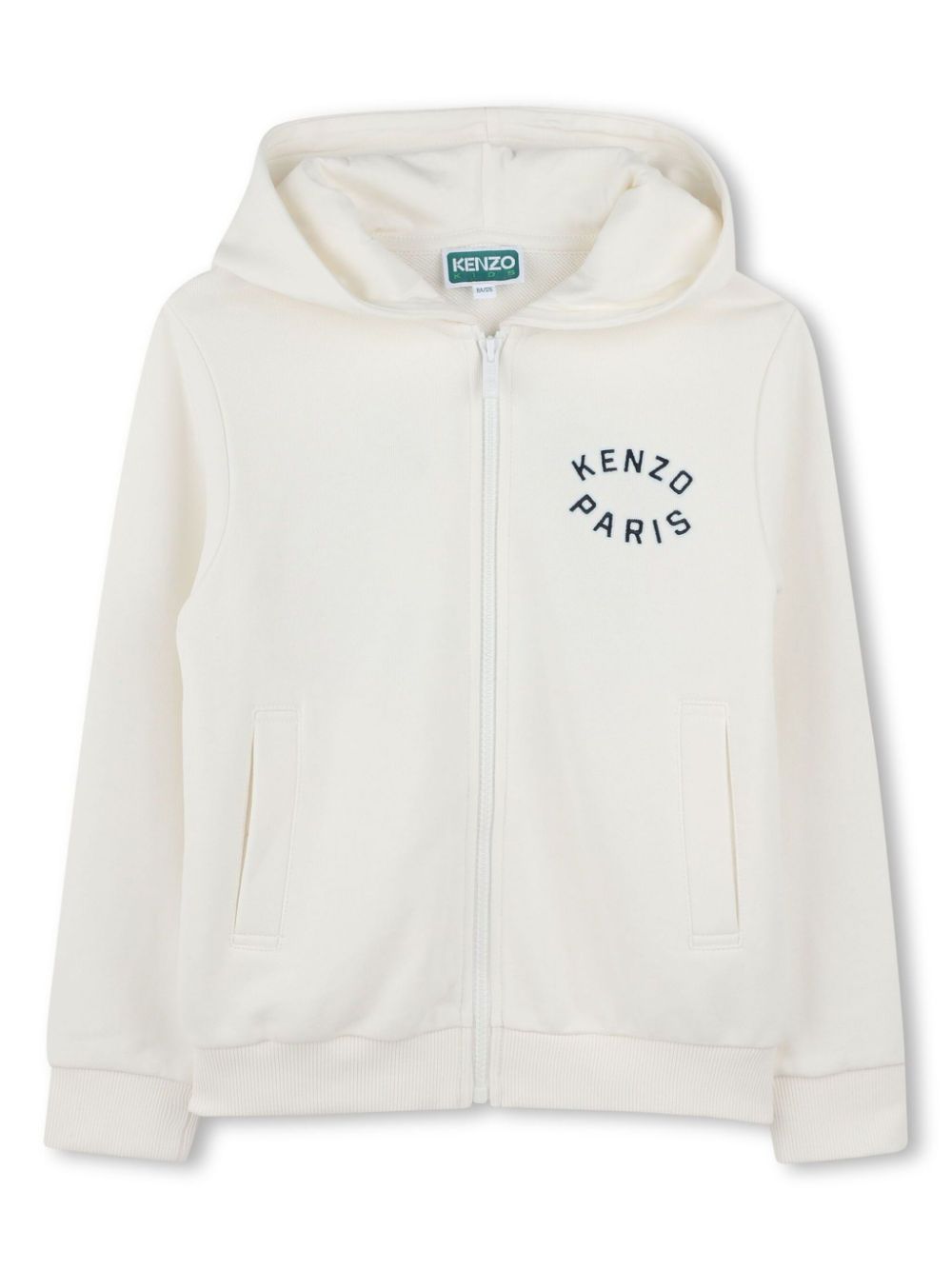 Kenzo Kids Hoodie met geborduurd logo en rits Wit