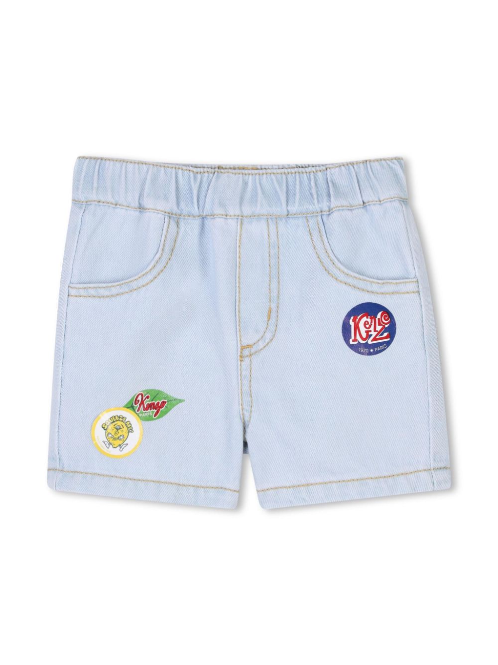 Kenzo Kids Spijkershorts met logo Blauw