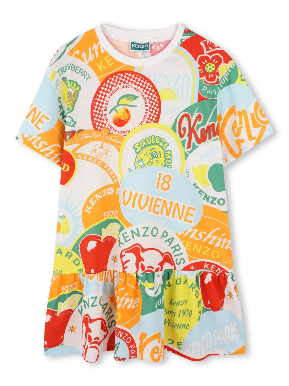 Kenzo Kids Jurk met logoprint Groen