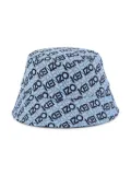 Kenzo Kids all-over logo print bucket hat - Blue