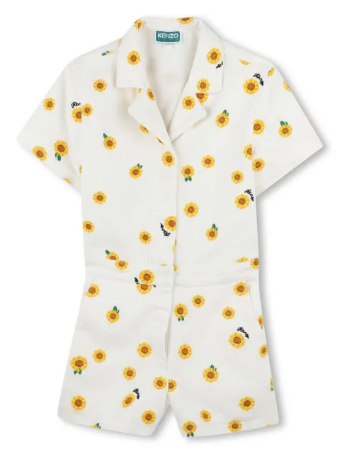 Kenzo Kids floral-print cotton playsuit