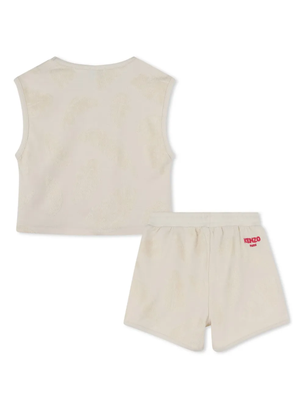 Kenzo Kids Top en shorts van badstof met jacquard - Beige