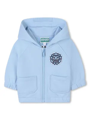 Gucci Kids logo-embroidered Zipped Hoodie | Blue | FARFETCH