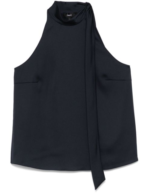 Theory textured-satin halter top