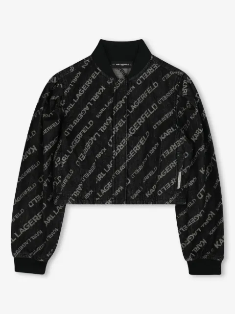 Karl Lagerfeld Kids logo-jacquard denim jacket