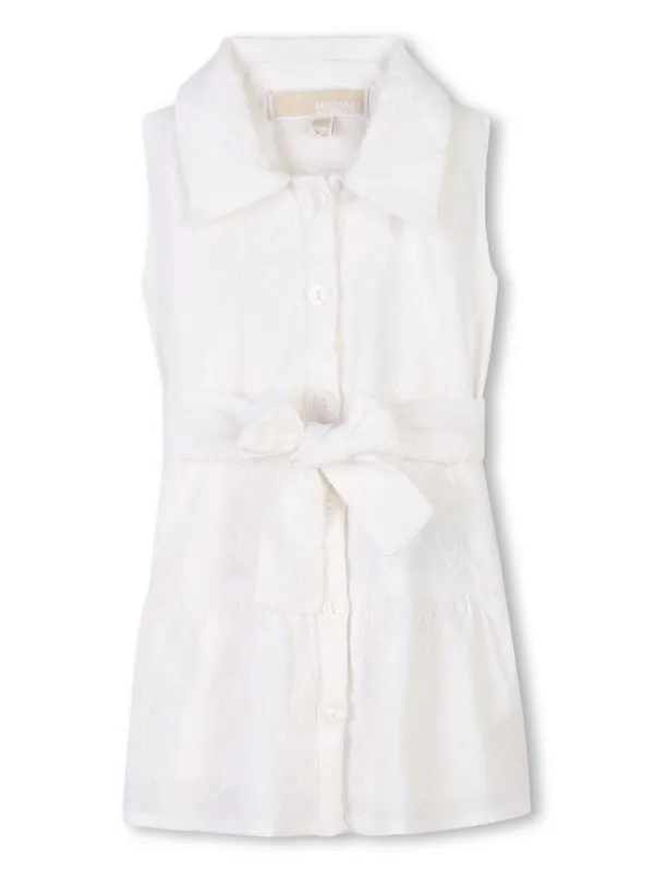 Michael Kors Kids French Embroidery Sleeveless Dress | White | FARFETCH AZ