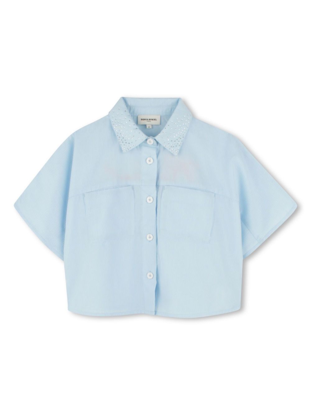 SONIA RYKIEL ENFANT logo-embroidery short-sleeved shirt - Blue