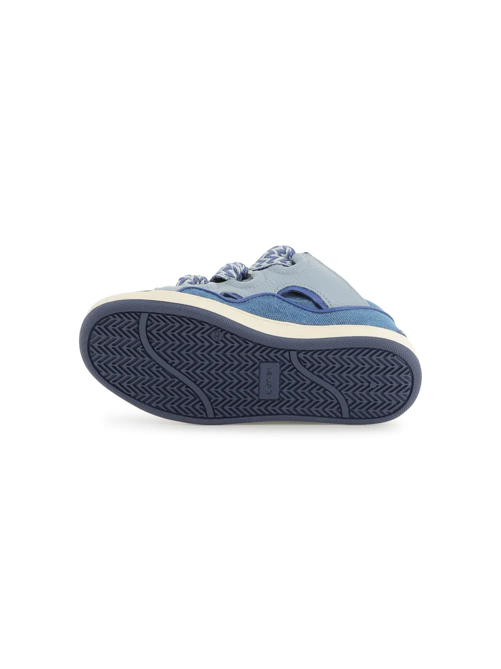 Shop Lanvin Enfant Panelled Sneakers In Blue