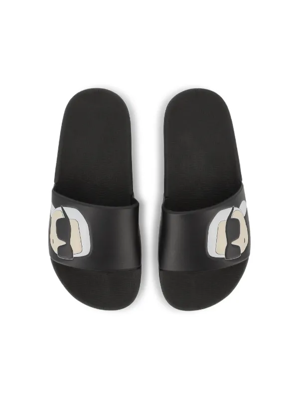 Karl Lagerfeld Kids Ikonik Karl-print Slides Black FARFETCH IN