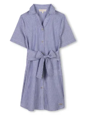 Bonpoint Gisele Striped Embroidered Dress | Purple | FARFETCH