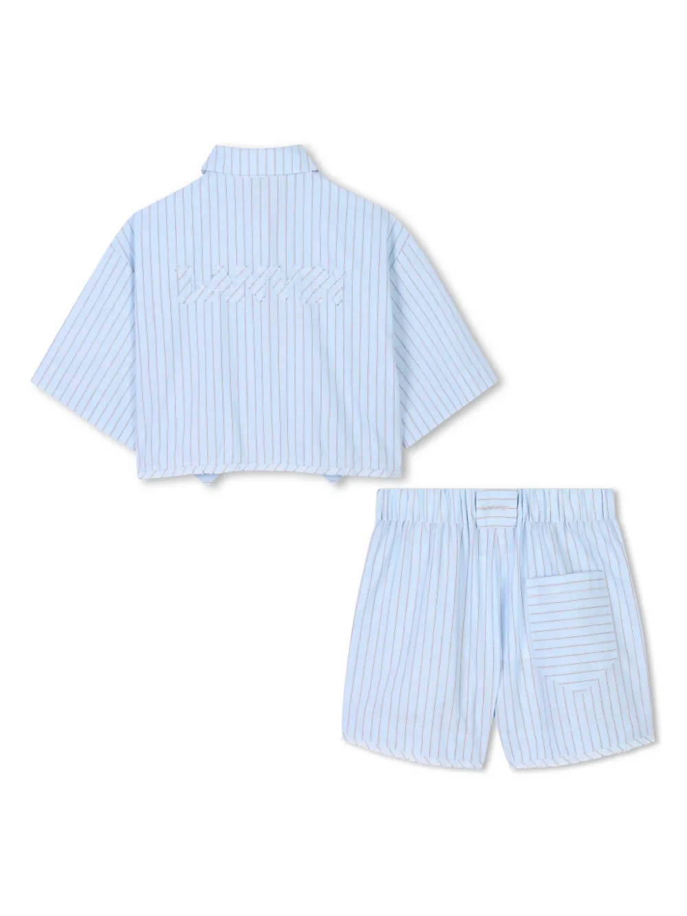 Lanvin Enfant Gestreepte katoenen shorts en shirt - Blauw