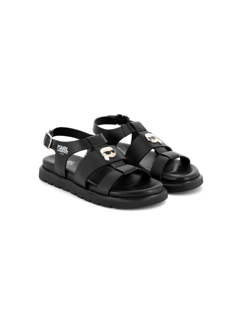 Karl Lagerfeld Kids Sandalen met Ikonik Karl patch Zwart