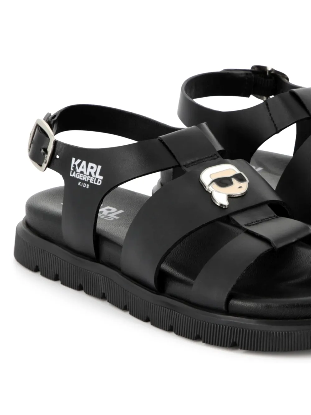 Karl Lagerfeld Kids Sandalen met Ikonik Karl patch - Zwart