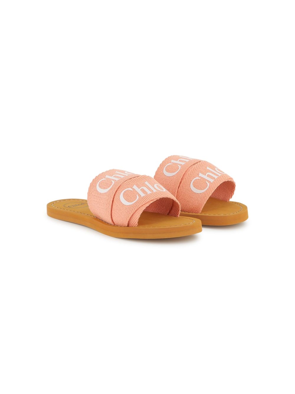 Chloé Kids logo-print flip flops - Pink