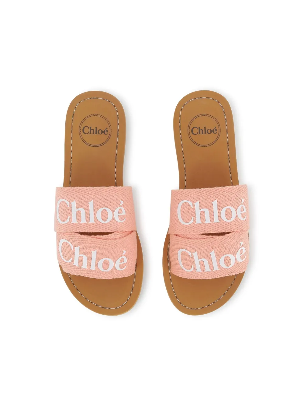 Chloé Kids logo-print flip flops Pink