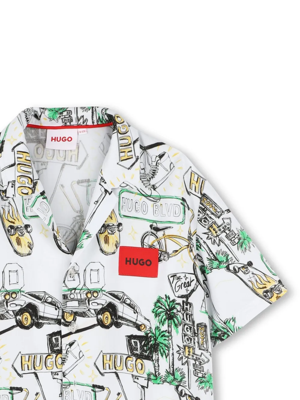  Hugo Kids Illustration-print Shirt - White 