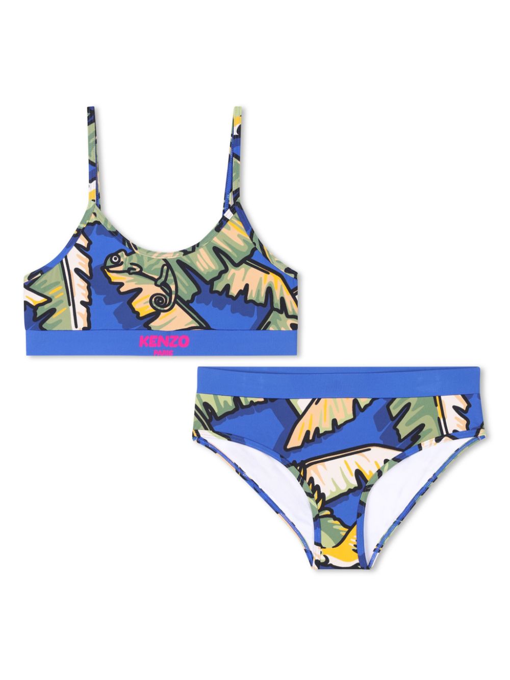 Kenzo Kids palm tree-print bikini - Blue