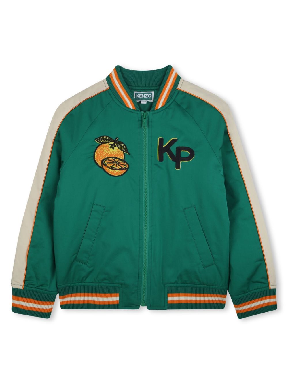 Kenzo Kids chenille-logo bomber jacket - Green