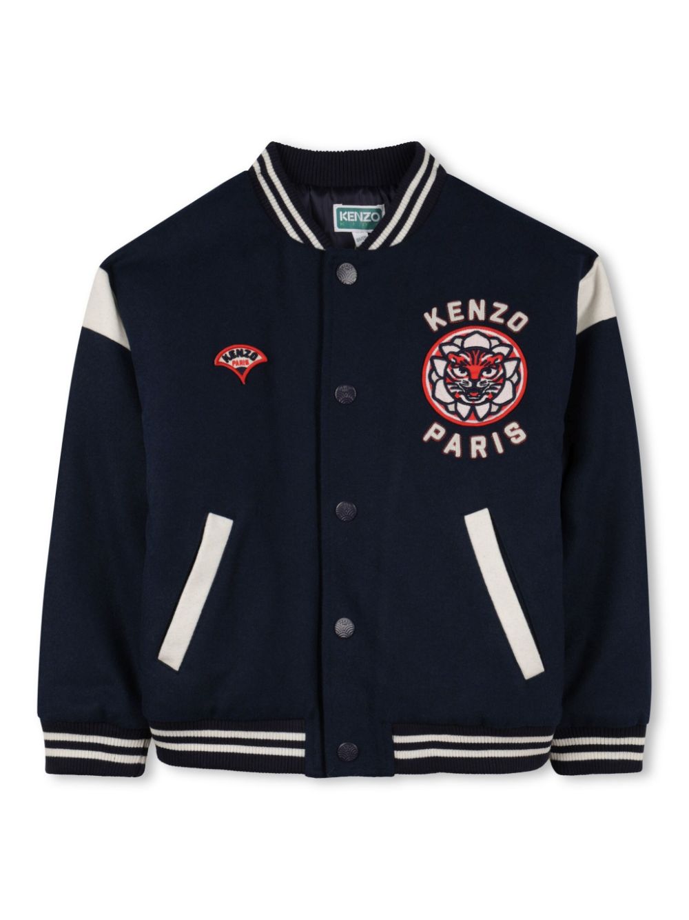 Kenzo Kids chenille logo patch jacket - Blue