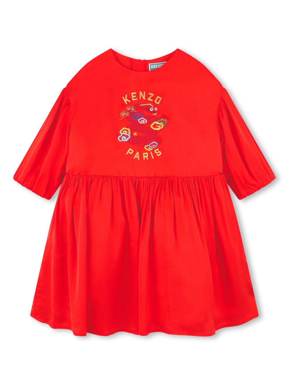 Kenzo Kids Jurk met geborduurd logo Rood