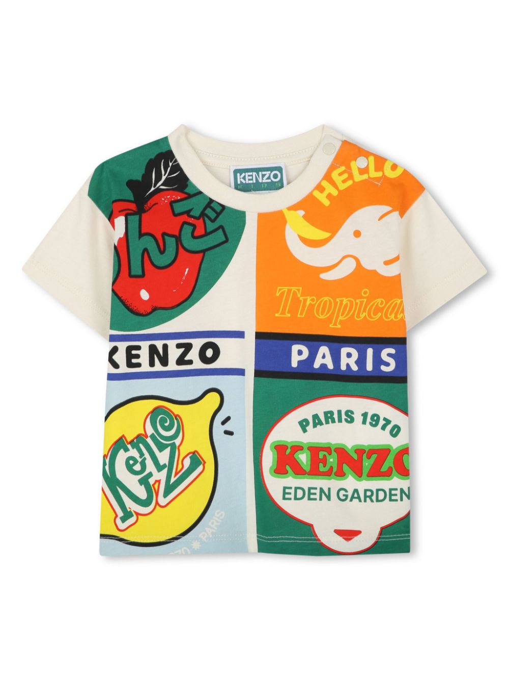 Kenzo Kids T-shirt met grafische print Beige