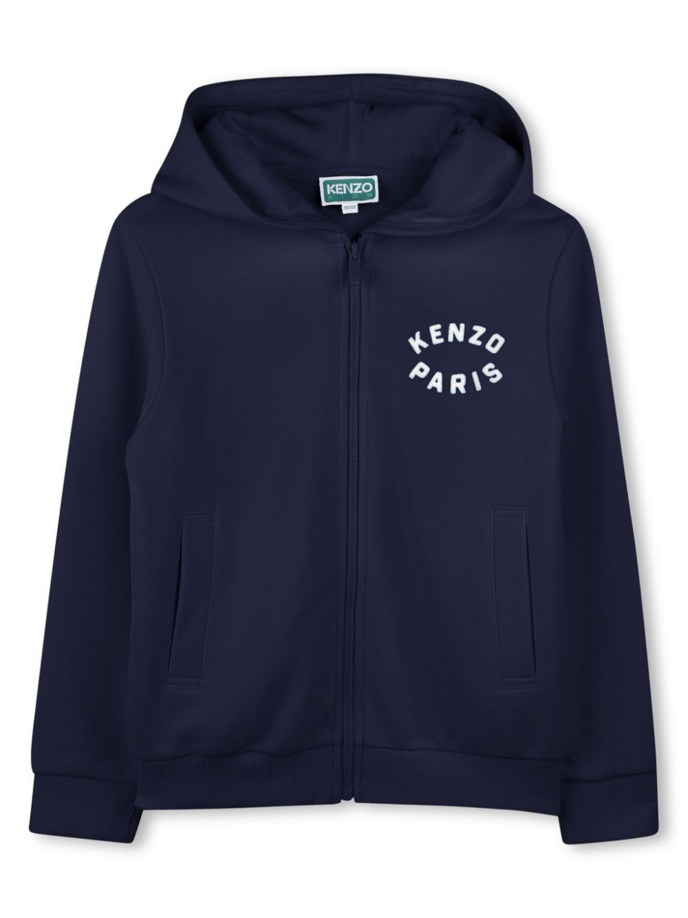 Kenzo Kids embroidered-logo zip-up hoodie - Blue