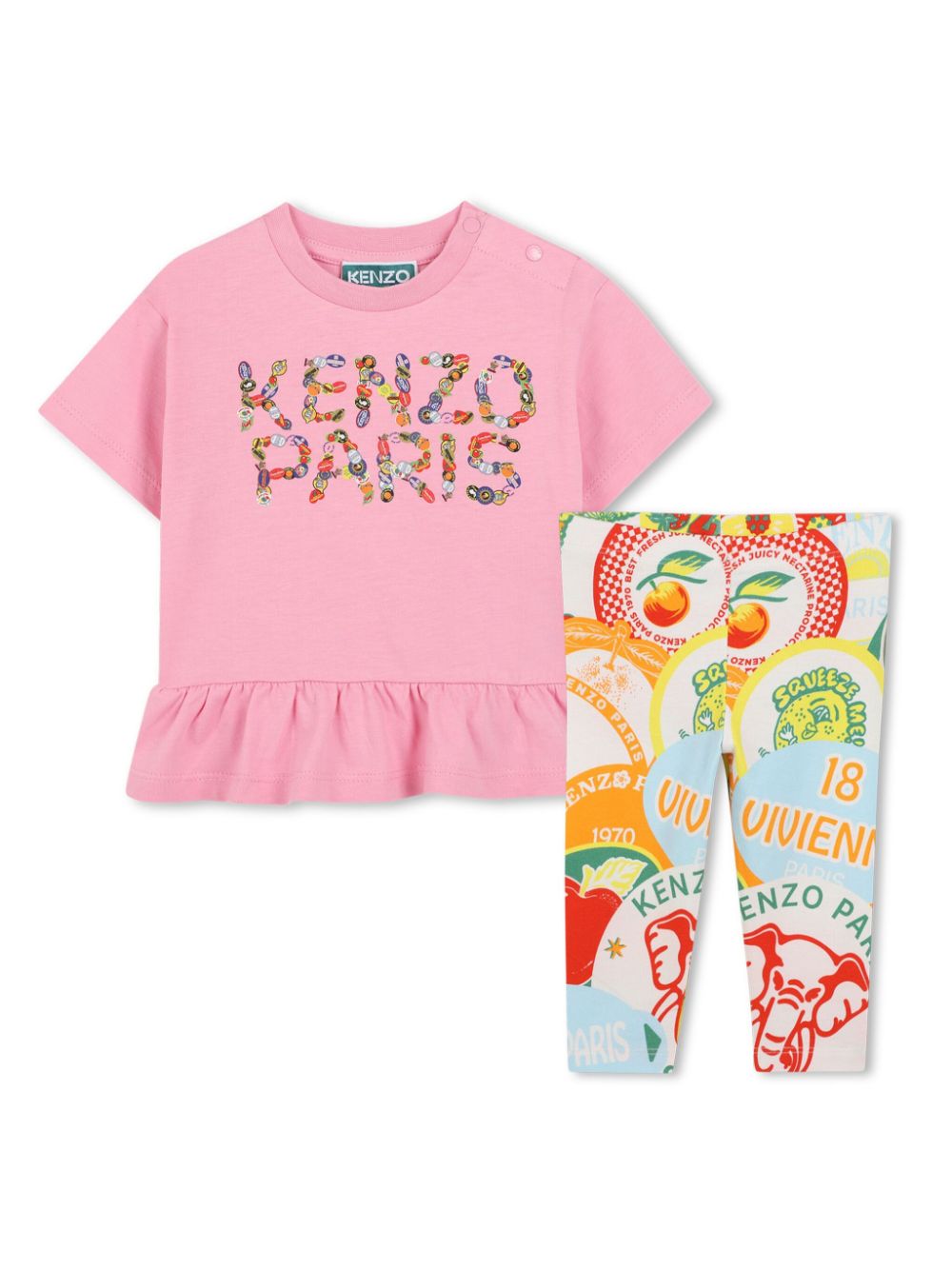 Kenzo Kids T-shirt en shorts met logoprint Roze