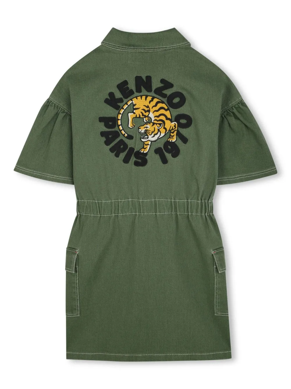 Kenzo Kids Jurk met geborduurd logo - Groen