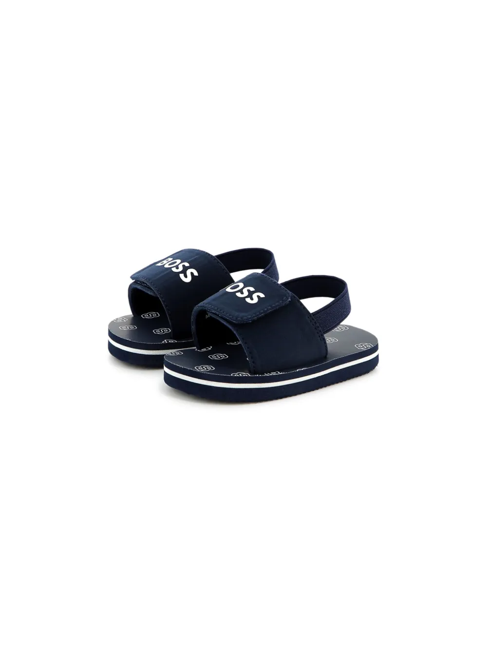 BOSS Kidswear Sandalen met logoprint Blauw