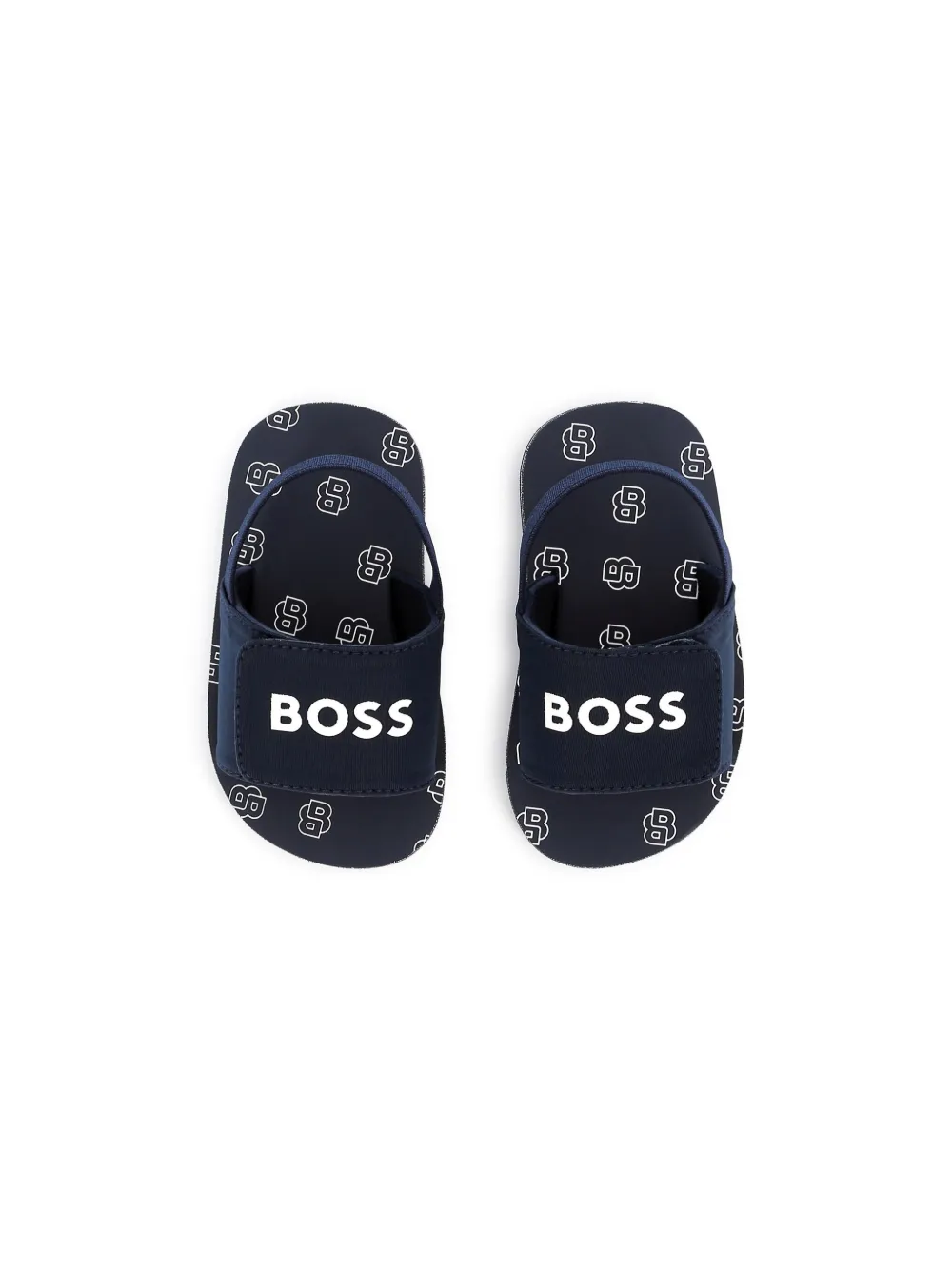 BOSS Kidswear Sandalen met logoprint Blauw