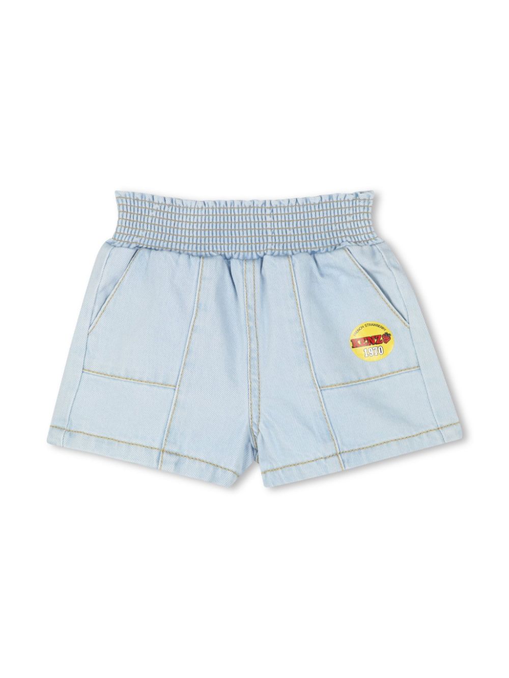 Kenzo Kids logo-patch denim shorts - Blue