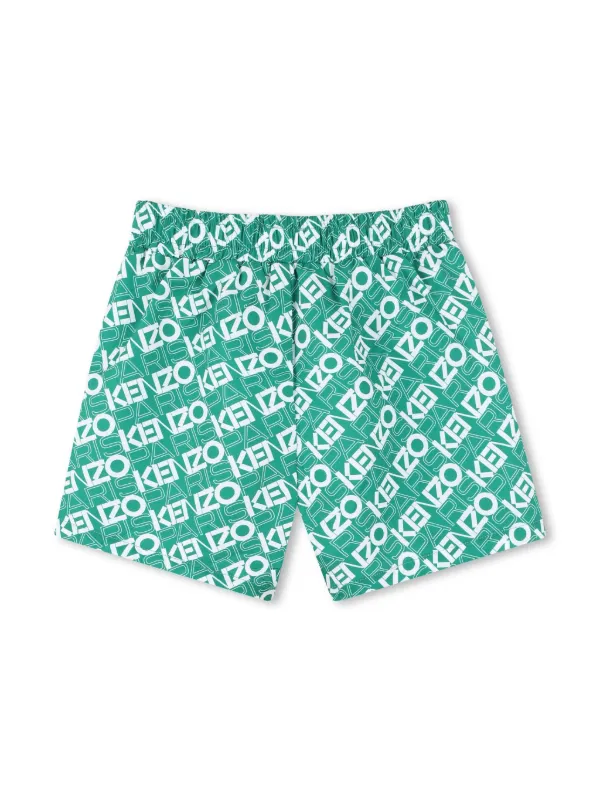 Kenzo Kids all-over logo-print Swimming Shorts Green FARFETCH IN
