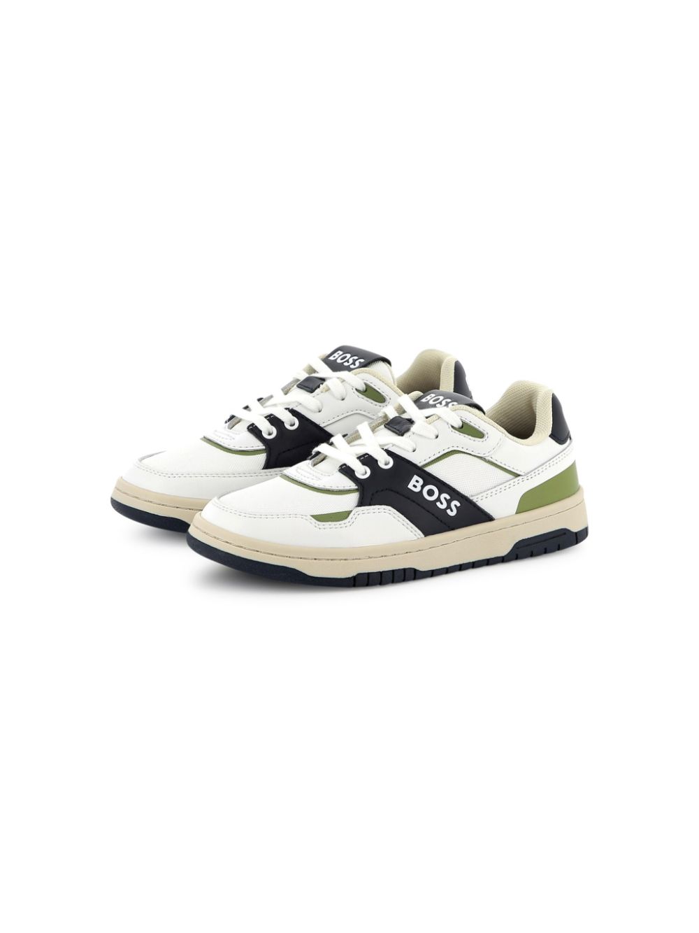 BOSS Kidswear panelled sneakers Wit