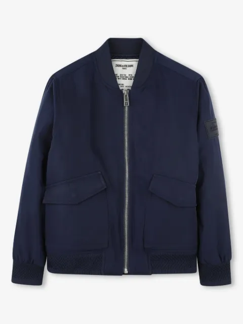 Zadig & Voltaire Kids logo-patch bomber jacket