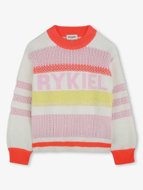 SONIA RYKIEL ENFANT suéter con logo en intarsia