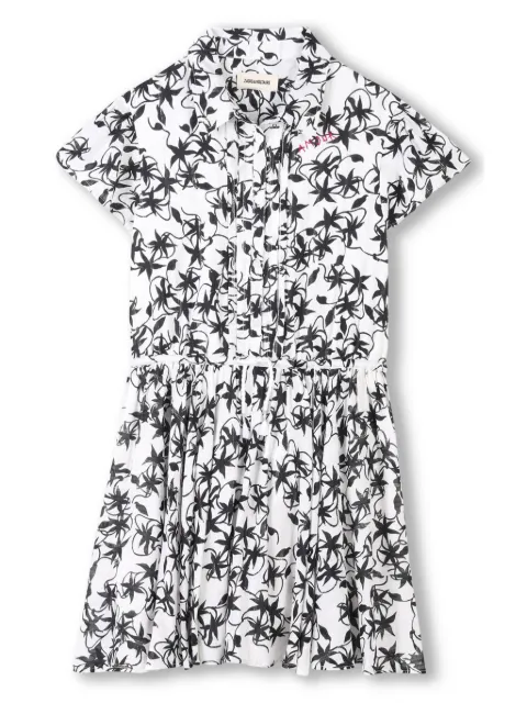 Zadig & Voltaire Kids vestido camisero con hojas estampadas