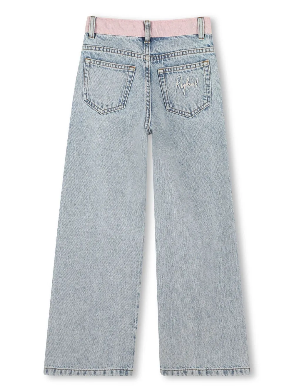 SONIA RYKIEL ENFANT Straight jeans met geborduurd logo Blauw
