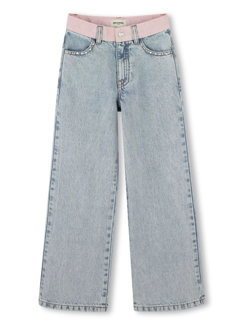 SONIA RYKIEL ENFANT Straight jeans met geborduurd logo Blauw
