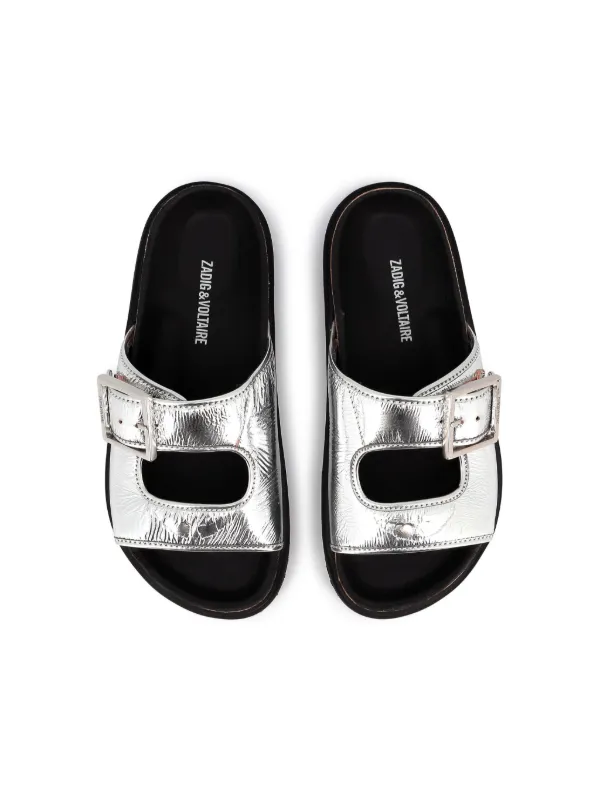 Zadig & Voltaire Kids Leather Sandals | Grey | FARFETCH