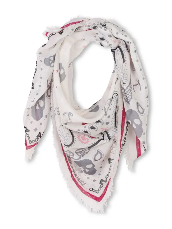 Zadig&Voltaire ビスコース&シルクブレンド スカーフ ホワイト Zadig & Voltaire Kids graphic-print Scarf | White | FARFETCH