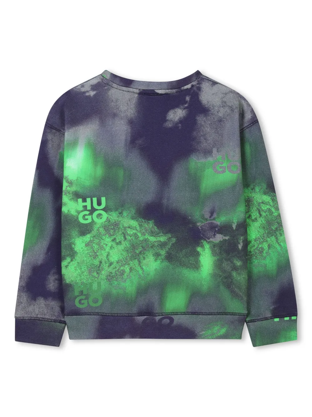 HUGO KIDS Sweater met tie-dye print - Blauw