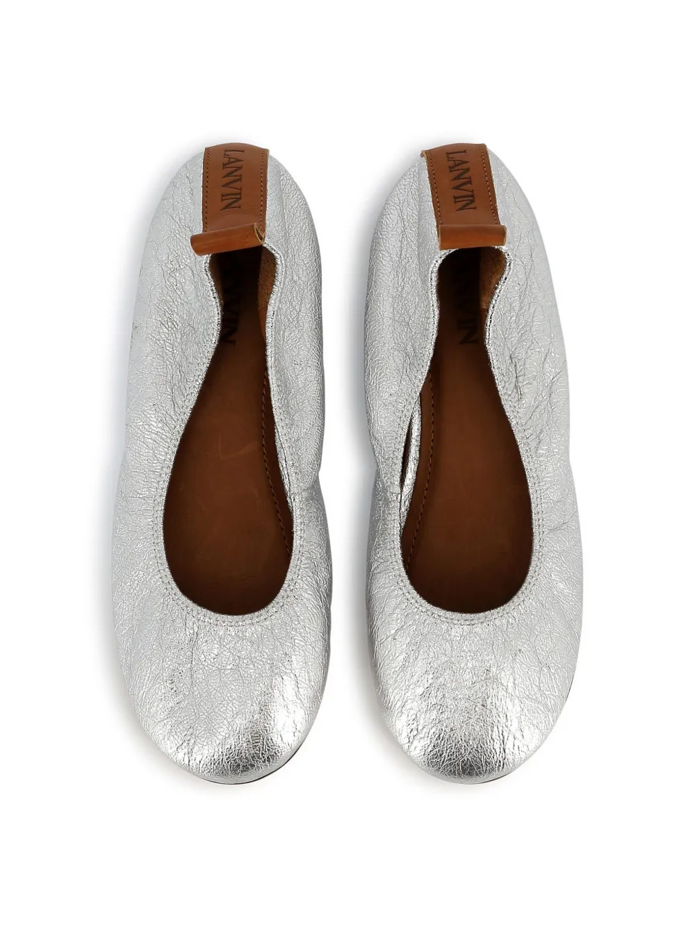 Lanvin Enfant metallic-finish ballet flats Silver