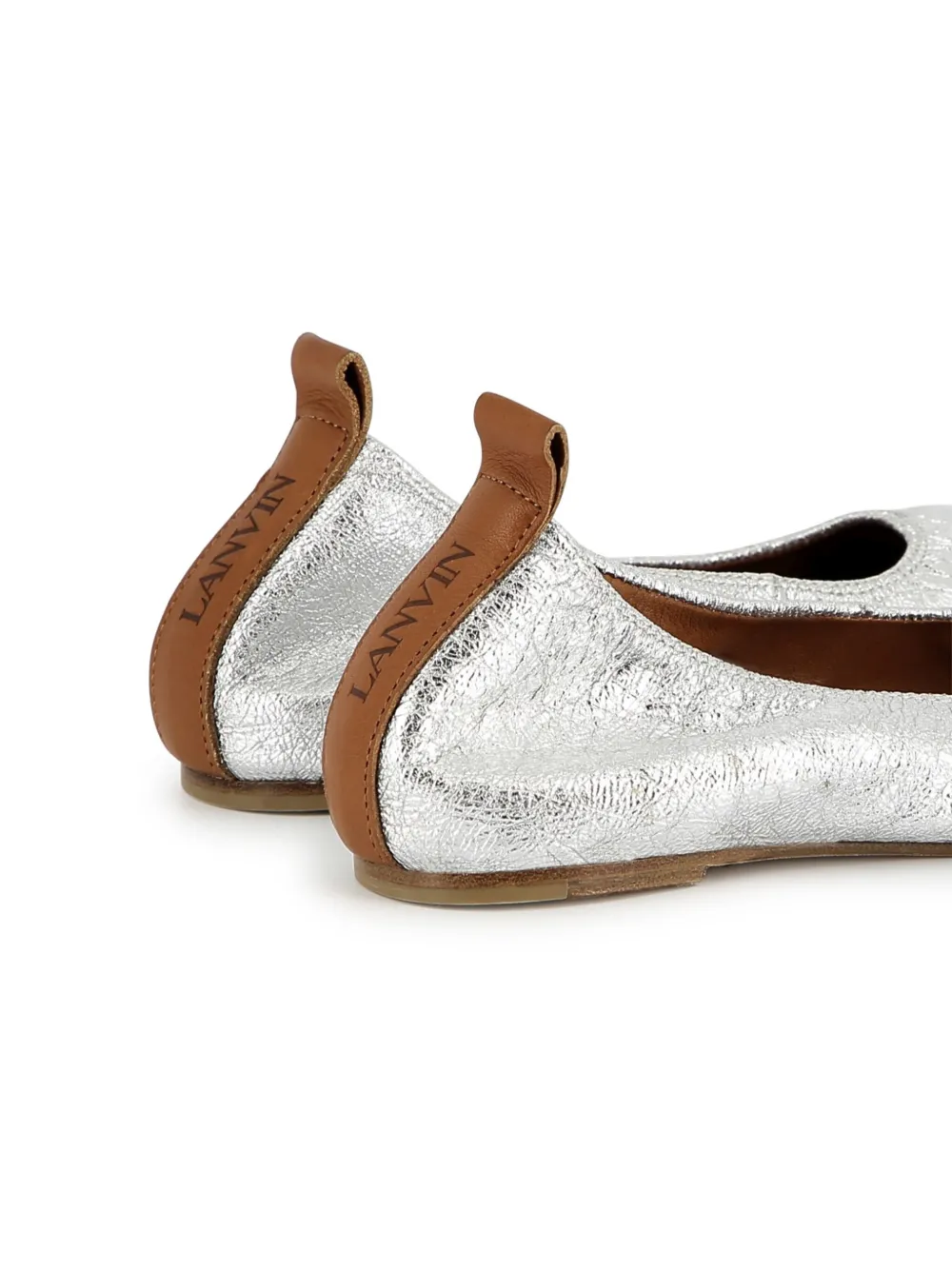 Lanvin Enfant Ballerina's met metallic afwerking - Zilver