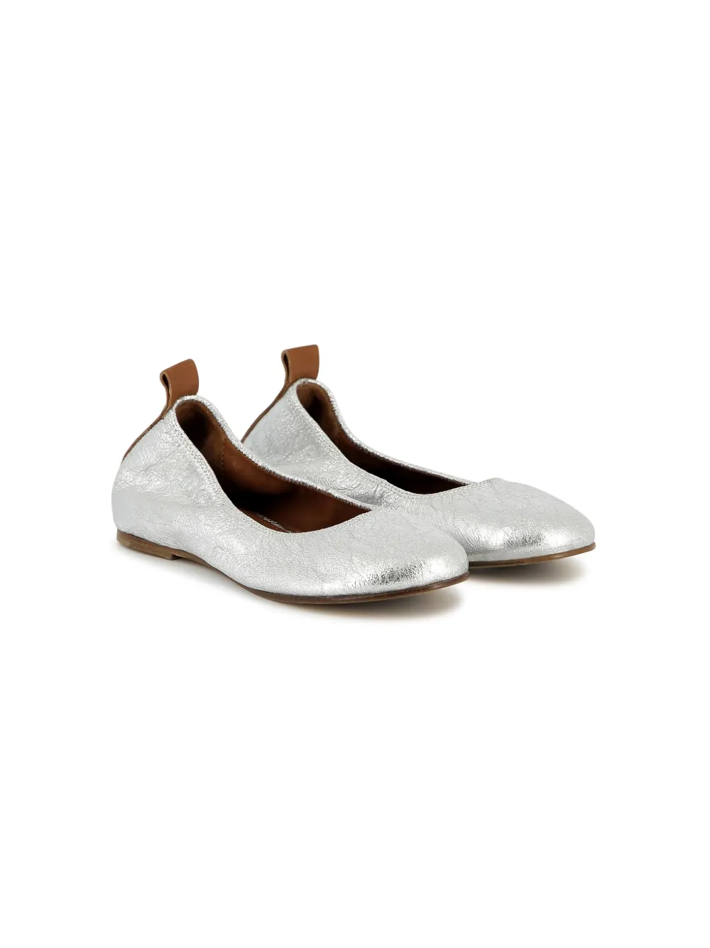 Lanvin Enfant metallic-finish ballet flats Silver