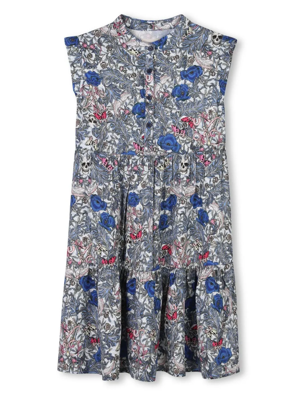 Zadig & Voltaire Kids Jurk met bloe print Blauw