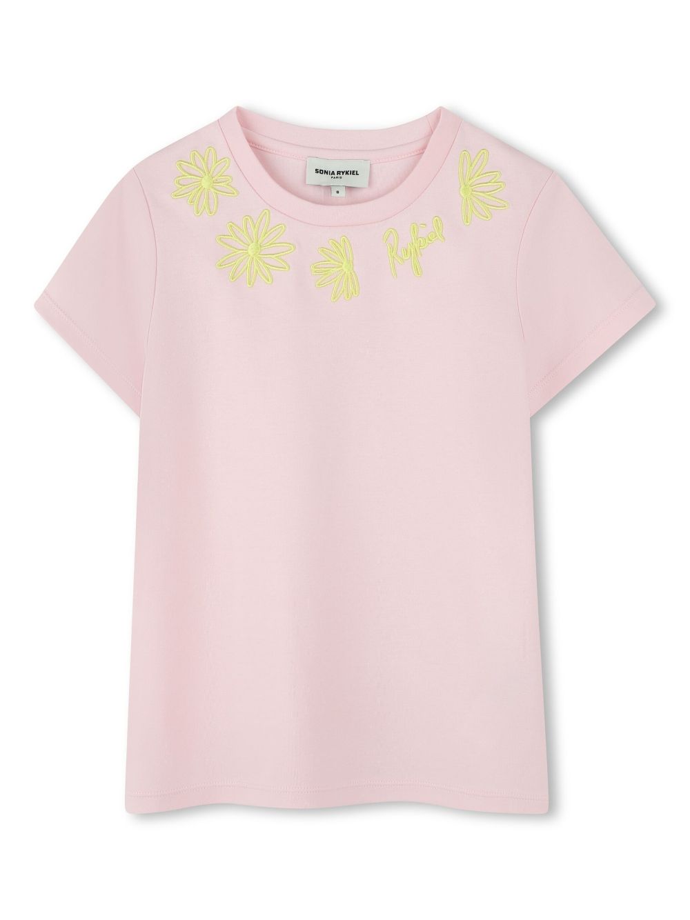 SONIA RYKIEL ENFANT flower embroidery T-shirt - Pink