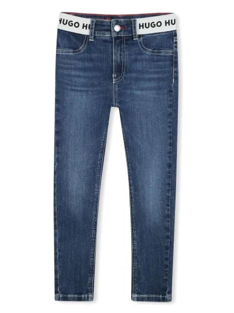 HUGO KIDS logo-waistband jeans 